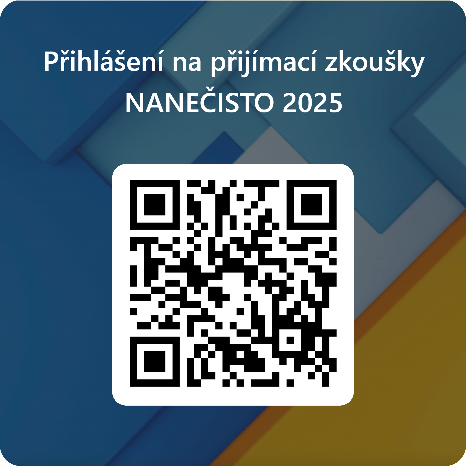 QRCode pro Přihlášení na přijímací zkoušky NANEČISTO 2025